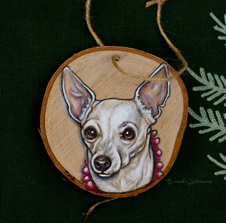 Personalized 4-5 Pet Portrait, Basswood Wood, Custom Dog Ornament, Colored Pencil Painting, Furbaby Gift, Pet Memorial, Loving Memory image 5