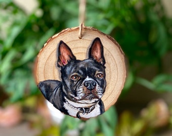 Personalized 3-4" Pet Portrait, Custom Dog Ornament, Colored Pencil Painting, Birch Basswood Wood, Gift, Pet Memorial, Loving Memory