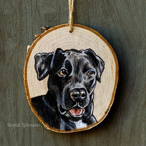 Personalized 4-5 Pet Portrait, Basswood Wood, Custom Dog Ornament, Colored Pencil Painting, Furbaby Gift, Pet Memorial, Loving Memory image 9