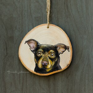 Personalized 4-5 Pet Portrait, Basswood Wood, Custom Dog Ornament, Colored Pencil Painting, Furbaby Gift, Pet Memorial, Loving Memory image 4