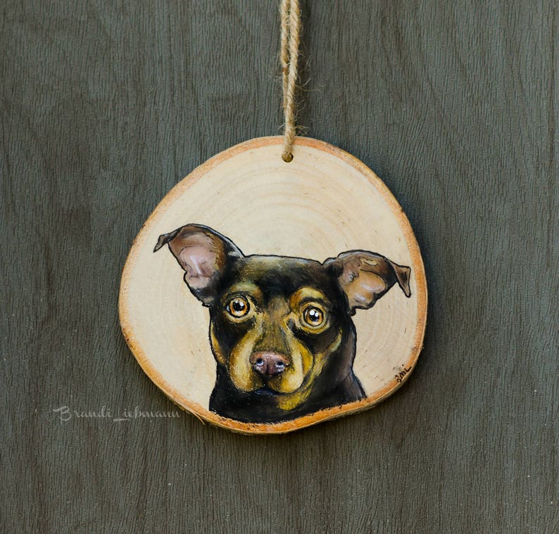 Personalized 4-5 Pet Portrait, Basswood Wood, Custom Dog Ornament, Colored Pencil Painting, Furbaby Gift, Pet Memorial, Loving Memory image 4