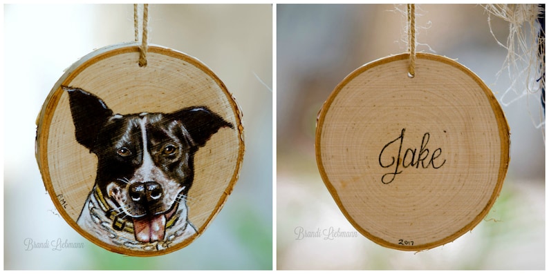 Personalized 4-5 Pet Portrait, Basswood Wood, Custom Dog Ornament, Colored Pencil Painting, Furbaby Gift, Pet Memorial, Loving Memory image 7