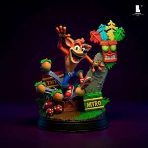 Crash Bandicoot – Jungle Adventure STL Diorama | 3D Printable Model (Non-Supported, Pre-Supported, 3MF Multicolor)