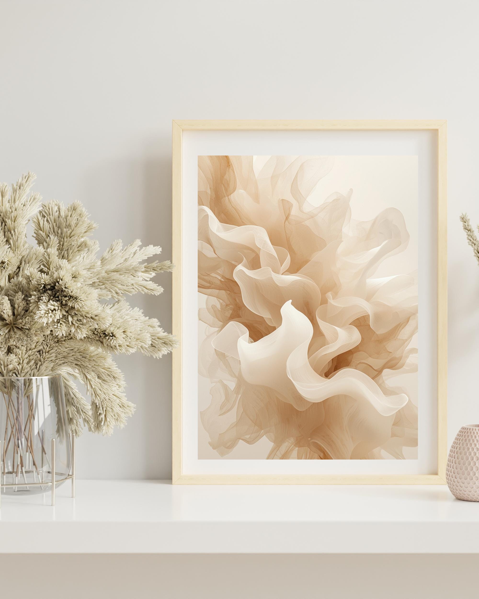 Floral Bloom Beige Wall Art Set of 4 · Neutral Abstract Botanical ...