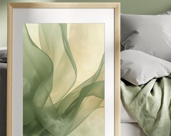 Sage Mist Wall Art Set of 4 · Neutral Green Abstract Prints · 5 Size Ratios Included · Minimalist Printable Decor · Digital Download