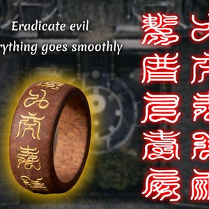 Handmade Thunder Jujube Wood Ring | Taoist Protection Amulet | Lightning Struck Luck Jewelry