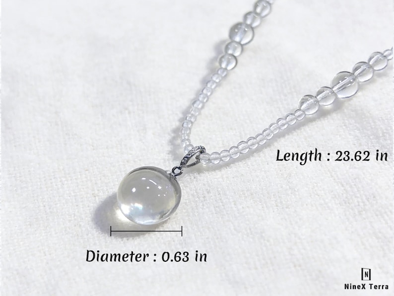 Natural Clear Quartz Crystal Ball Pendant Necklace | Handmade Chakra Healing Jewelry | Spiritual Gift image 11