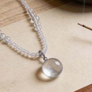 Natural Clear Quartz Crystal Ball Pendant Necklace | Handmade Chakra Healing Jewelry | Spiritual Gift image 8