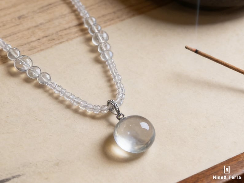 Natural Clear Quartz Crystal Ball Pendant Necklace | Handmade Chakra Healing Jewelry | Spiritual Gift image 8
