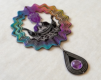 Window Iridescent, Lucky Charm Ornament, Outdoor Wind Spinner, Indoor Wind Chime, MaZu Pendant