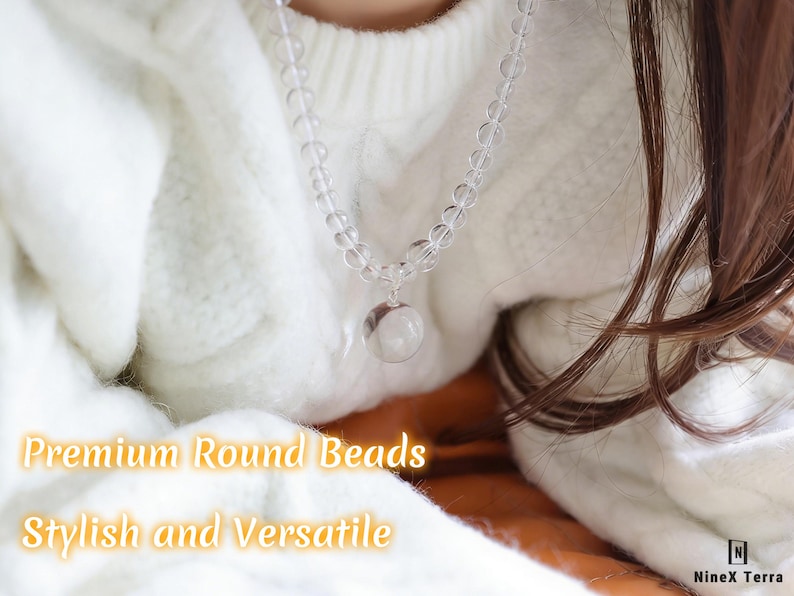 Natural Clear Quartz Crystal Ball Pendant Necklace | Handmade Chakra Healing Jewelry | Spiritual Gift image 2