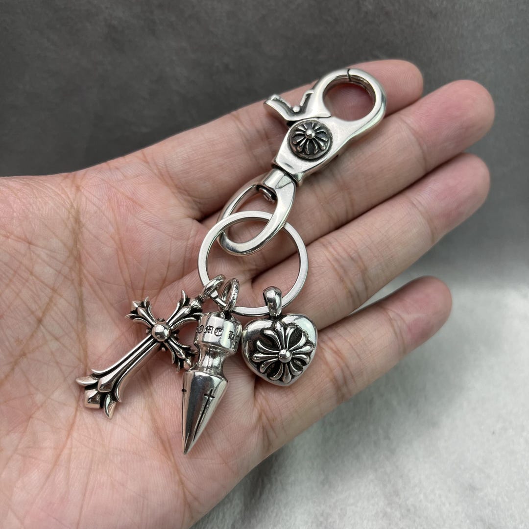 Punk Rock Keychain,spiked Skull Charm for Keys & Bags - Etsy
