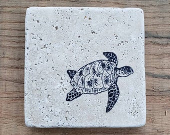 Wave Turtle Pattern Car Coasters Cute Car Decor Ceramic Coaster Inserts Fun Turtle Lover Spring Summer Beach Gift