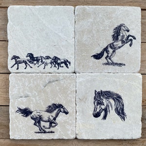 Horse Lover Marble Coaster Set, Gift, Drink Coaster, Stone Coaster, Horse Gift, Horse Decor, Housewarming Gift, Horse Lover, Horses