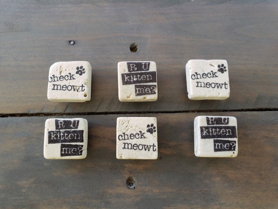 Check Meowt R U Kitten Me Tile Magnets Set Of 6 Magnets Etsy
