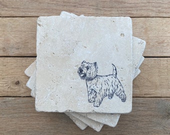 White Terrier Dog Personalised Drinks Mat Coaster