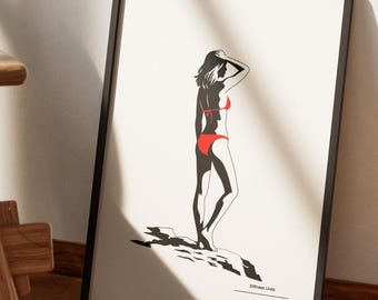 Silueta femenina minimalista para pared, lámina de figura contemporánea