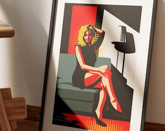 Póster Pop Art Noir, Arte de pared de moda retro glamurosa, Decoración femenina