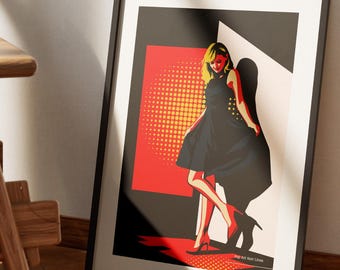 Póster Pop Art Noir, Arte de pared de moda retro glamurosa, Decoración femenina