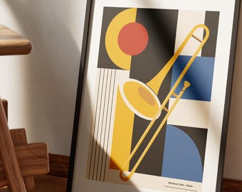 Póster de trombón Bauhaus – Arte mural de música abstracta