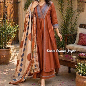 south cotton dress pattern South Cotton Mangalgiri 3pc Salwar Suit | Color Bright Blue & Lapis Blue |