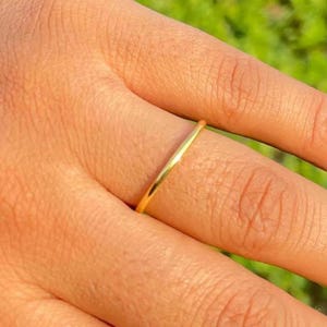 14k Solid Yellow Gold Very Thin Stacking Ring, 0.8mm Dainty Stackable Gold Ring, Delicate Everyday Gold Ring, Minimalist Wedding Ring