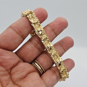 Goldnugget-Armband - 9 mm Unisex-Design, 585er Gelbgold, lebenslange Ersatzgarantie