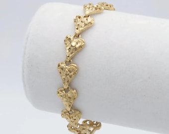 Pulseira em Ouro 14k com Pingente de Coração em Formato de Pepita - 8 mm