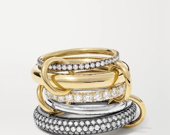 Anel Eternidade Conectado em Ouro 14K: Aliança Multicolorida com Elos