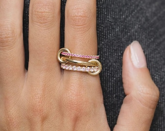 SPINELLI KILCOLLIN 18k Solid Gold Pink Sapphire Eternity Band Multi Ring, Ruby Rings