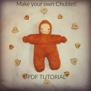 PDF Waldorf cuddle doll sewing pattern and tutorial of a 7&quot;  (18cm) Waldorf cuddle doll, Chublet