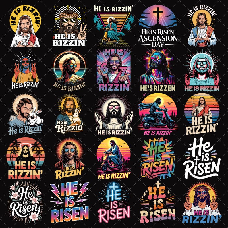 He is Rizzin PNG Bundle, Funny Jesus PNG, He is Risen Rizz, Christian ...