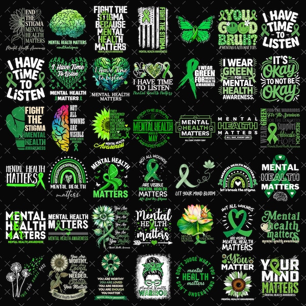 Mental Health Matters Png Bundle, Mental Health Awareness Png, Women Mental Health Png, Anxiety Awareness Png, Inspirational Designs