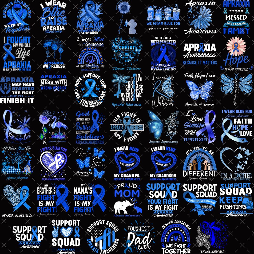 Apraxia Awareness Png Bundle, Blue Ribbon Png, Apraxia Support Png ...