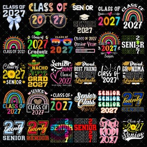 Senior 2027 png, class of 2027 png,brushstroke senior png,senior mom doodles png, graduation png, Senior bundle png,Coquette senior 2027 png