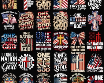 Une nation sous Dieu PNG, 4 juillet Sublimation patriotique chrétienne PNG, conception de chemise foi et liberté PNG, drapeau américain croix numérique