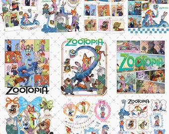 10 Designs Zootopia PNG Bundle, Disneyland Cartoon Characters Png, Zootropolis Zoomania, Disneyworld Zootopia Movie Png, Digital Download