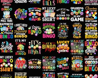 40+  Funny Bingo PNG Bundle – Bingo Quotes & Game Night Humor, Grandma Bingo Shirt Designs, Bingo Lover PNG