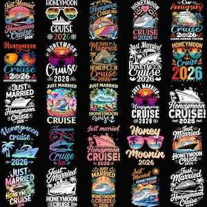 Nygift smekmånadskryssning PNG, man och hustrukryssning 2026, smekmånadskryssningskjortadesign, bröllopskryssning PNG