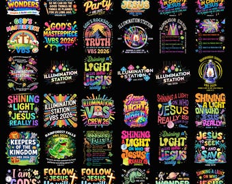 25+ Christian VBS 2026 PNG Bundle, Illumination Station Shirt Design, Shine Jesus Light PNG, Vacation Bible School Digital Download