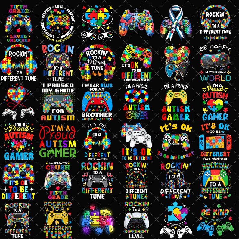 30+ Autism Gamer PNG Bundle, Video Game Puzzle Piece Sublimation ...