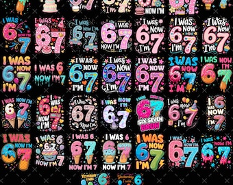 30 I Was 6 Now I’m 7 PNG Bundle – Cute Birthday Number Designs for 7th Birthday Kids Party Decorations