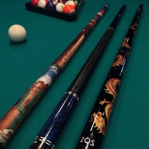 Crimson Gold Dragon | Personalized Custom Pool Cue – Red Accent Gold Scales Dragon Billiards Stick | Pool Player Gifts | Art Piece