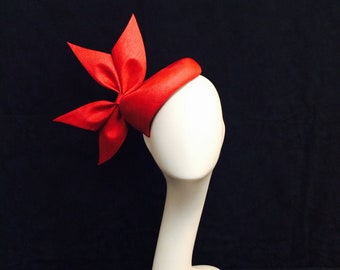 Cherry red fascinator with custom bow