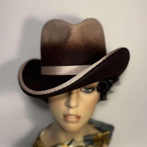 Homburg style hat with  TWISTED brim, completely handmade shaped crown, wool felt hat, women men hat, unisex hat