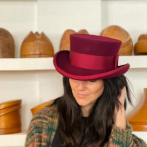 Low top hat, wool felt hat, women men hat, unisex hat, victorian hat, edwardian hat, steam punk hat, top hat, kentucky derby hat