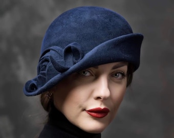 style vintage, clapet, chapeau cloche, années 1920, Art déco, Art Nouveau, Great Gatsby, chapeau en feutre