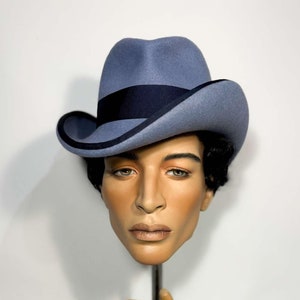 Homburg style hat with TWISTED brim, completely handmade shaped crown, wool felt hat, women men hat, unisex hat, top hat