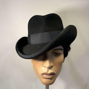 Homburg style hat with TWISTED brim, completely handmade shaped crown, wool felt hat, women men hat, unisex hat, top hat