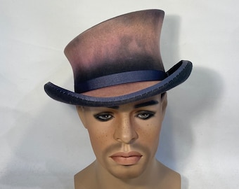 Asymmetric top hat, bridgerton style, sfumato wool felt hat, women men hat, unisex hat, victorian hat, edwardian hat, steam punk hat,top hat